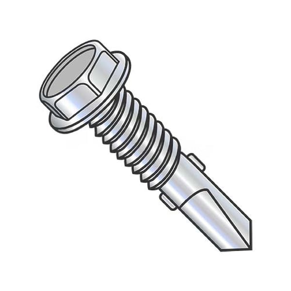 Usa Industrials Self-Drilling Screw, 1/4"-20 x 2 in, Zinc Plated Steel Flange Hex Head External Hex Drive BULK-SCRW-10620 - main